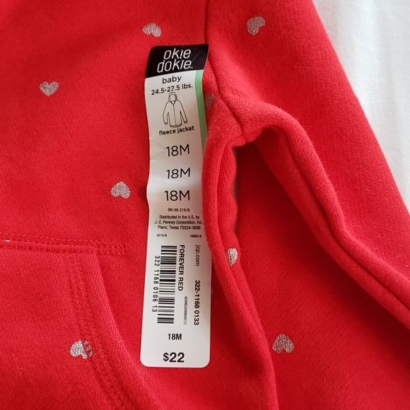 Toddler girls red fleece pants a zip up hoodie. - Picture 3 of 5